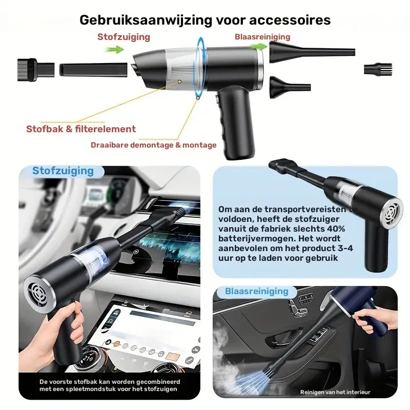 draadloze Mini stofzuiger - voor auto